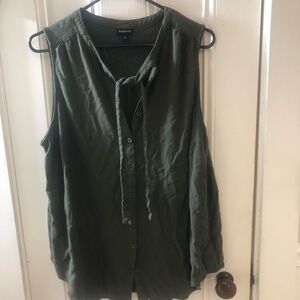 Torrid Olive Green Button-Up Blouse with Tie